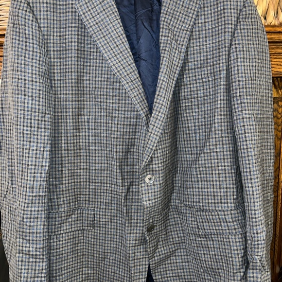 Samuelsohn Blue and Gray Checkered Blazer